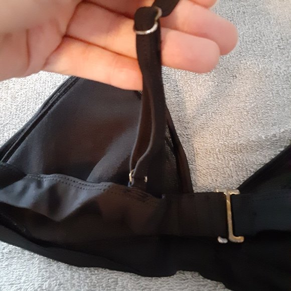 Black Mesh & Applique overlay Bikini Bralette Size Small - Picture 8 of 8